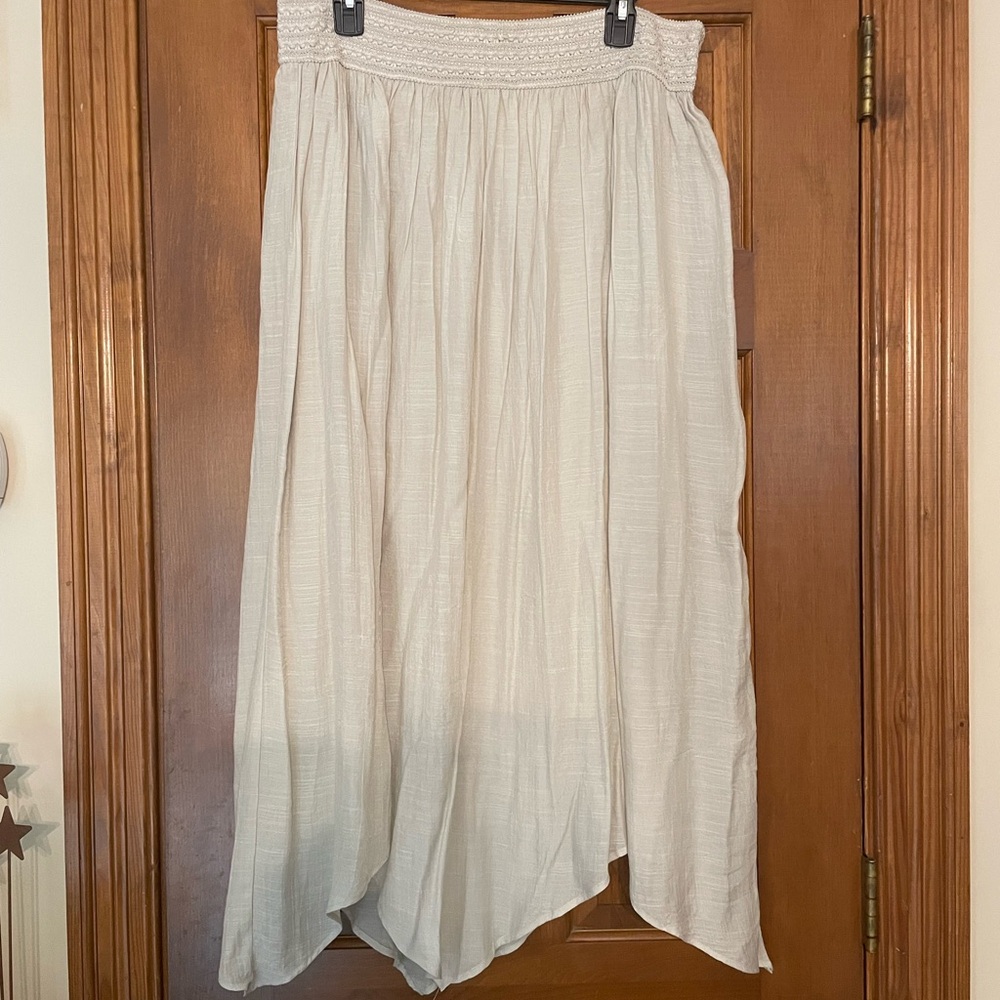 New Directions Cream‎ Flowy Asymmetrical Skirt with Lining, NWT, Size XL